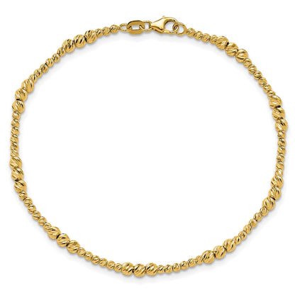 14K Gelbgold Diamantiert Gekugelt 7.5 Zoll Armband