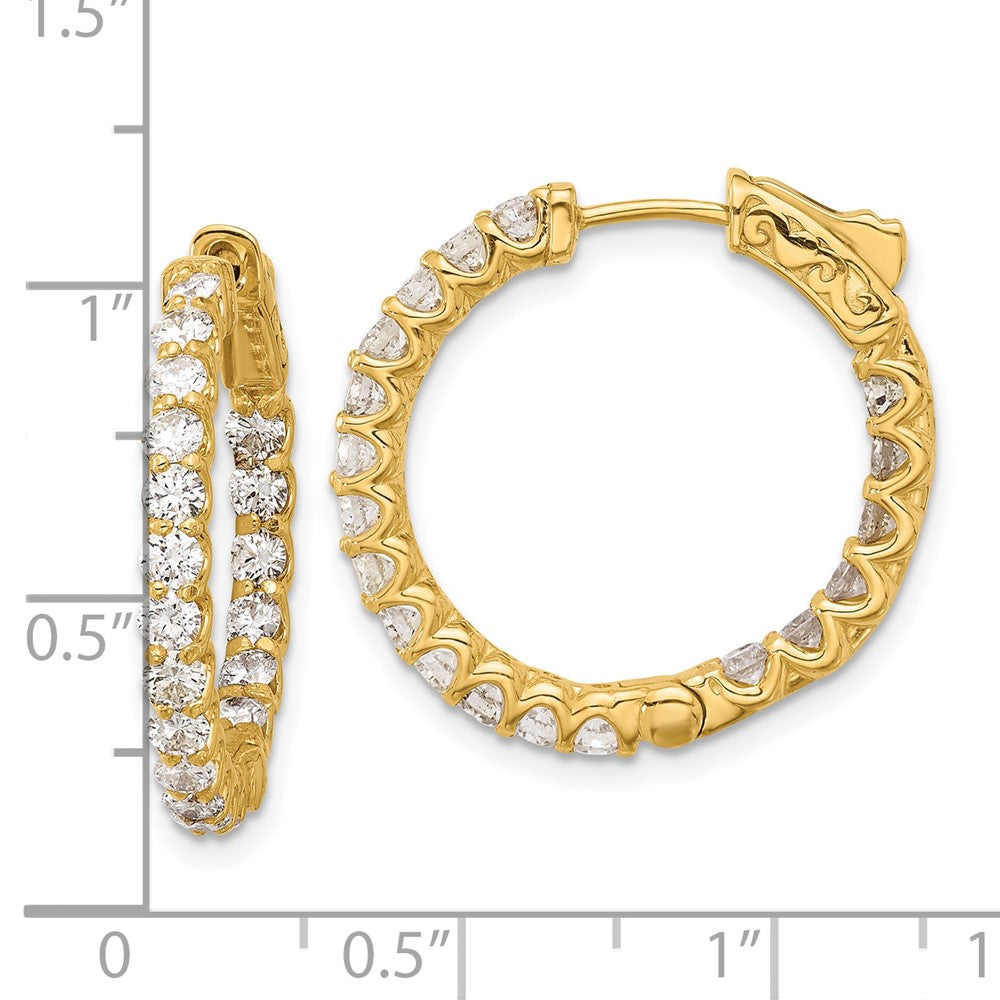14K Gelbgold 1.55 Karat Diamant In/out Creole mit Sicherheits Verschluss Ohrringe