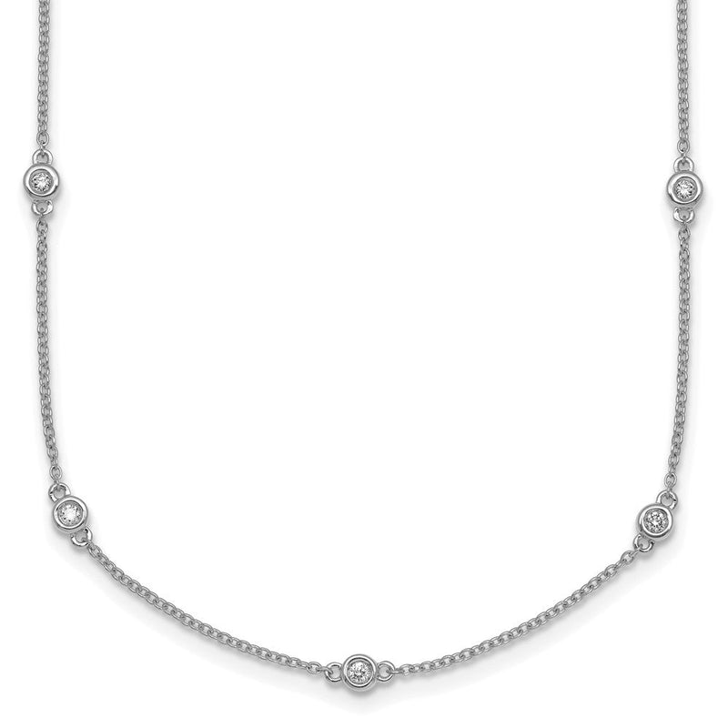 14K Weißgold Komplett 1/4 Karat Zargenfassung-set Diamant und Ankerkette Kette 15-station 18 Zoll Halskette