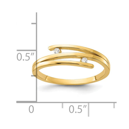14K Gelbgold Poliert Zirkonia Mode Ring