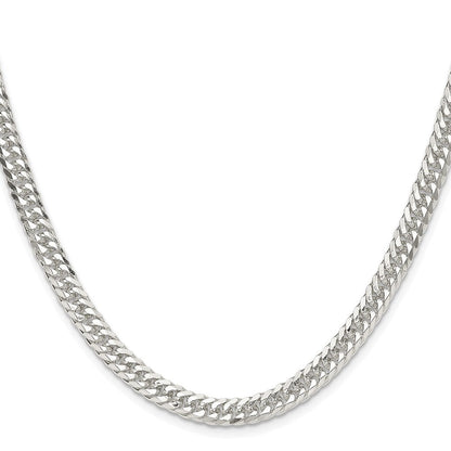 Sterlingsilber Rhodiniert 5.7mm Doppelt Diamantiert Panzer 24 Zoll Kette