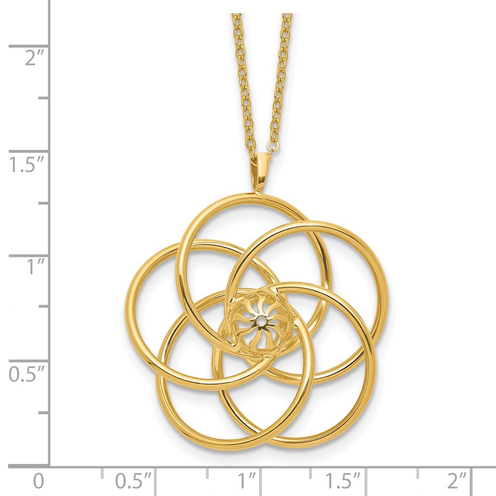 14K Gelbgold Poliert Blumen Anhänger 17 Zoll Halskette