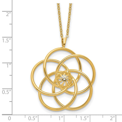 14K Gelbgold Poliert Blumen Anhänger 17 Zoll Halskette