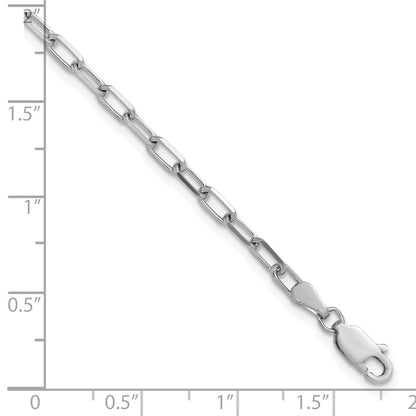 14K Weißgold 3.0mm Massiv Abgeschrägt Büroklammer Gliederarmband