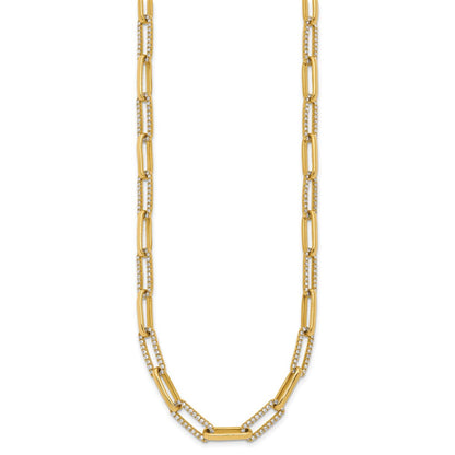 14K Gelbgold 3 3/4 Karat Im Labor Gezüchtet Diamant Vs/si+ G+ 18 Zoll Mode Büroklammer Halskette