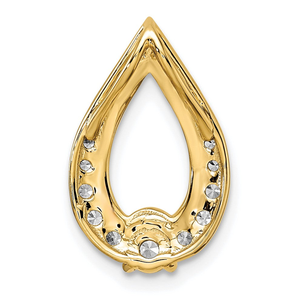 14K Gelbgold Poliert 1/2 Karat Diamant Tropfen Kette Anhänger