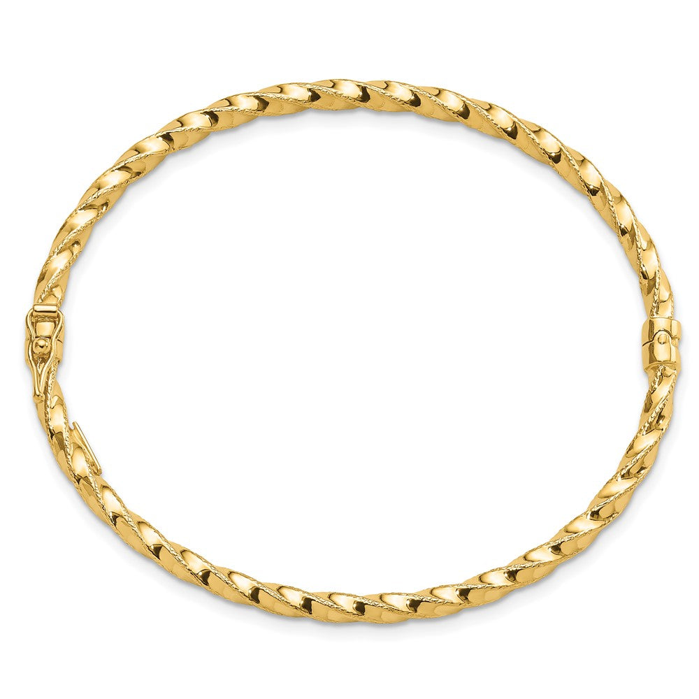 14K Gelbgold Poliert Gedreht 3.20mm Klappbar Oval Armreif Armband