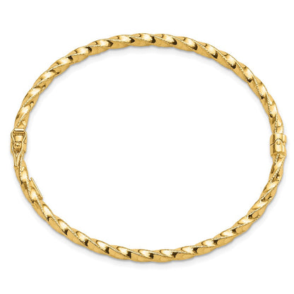 14K Gelbgold Poliert Gedreht 3.20mm Klappbar Oval Armreif Armband