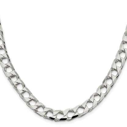 Sterlingsilber Rhodiniert 8.6mm Diamantiert Quadratisch Panzer 26 Zoll Kette