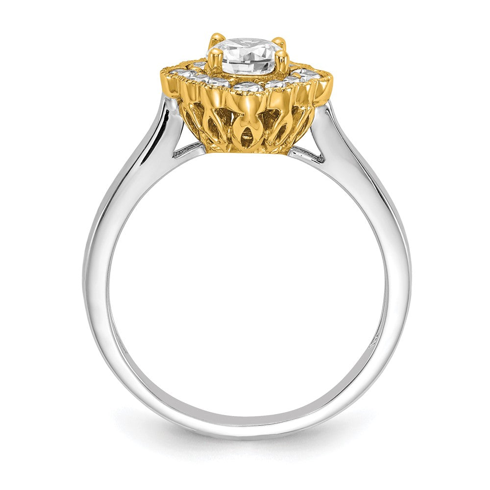 True Origin 14K Bicolorgold 0,25 ct. Labor gezüchteter Diamant VS+ F+ Halbfassung Rund Halo Verlobungsring