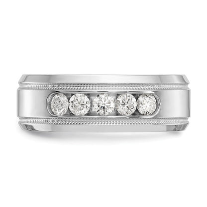 True Origin 14K Weißgold 0,5 ct. Labor gezüchteter Diamant VS+ F+ Größe 10 Komplett-Facetten-Milgrain-Ehering