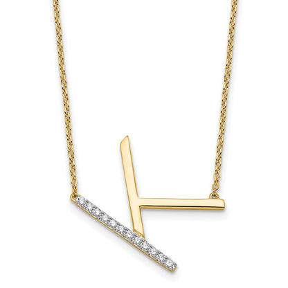 14K Gelbgold Seitlich Diamant Initiale K 18 Zoll Halskette