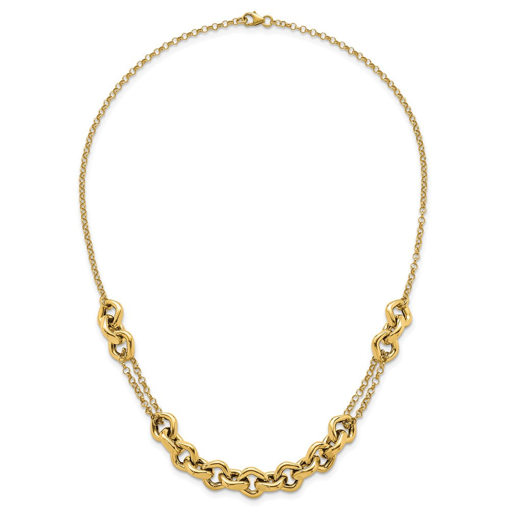 14K Gelbgold Poliert Fantasie Multi Glieder Kette 18 Zoll Halskette