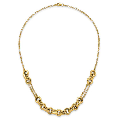 14K Gelbgold Poliert Fantasie Multi Glieder Kette 18 Zoll Halskette