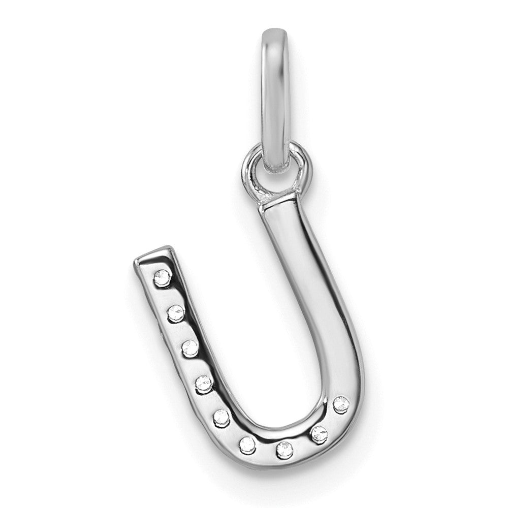 14K Weißgold Twisted-Anhänger mit 0,10 ct. Diamant-Initiale „U