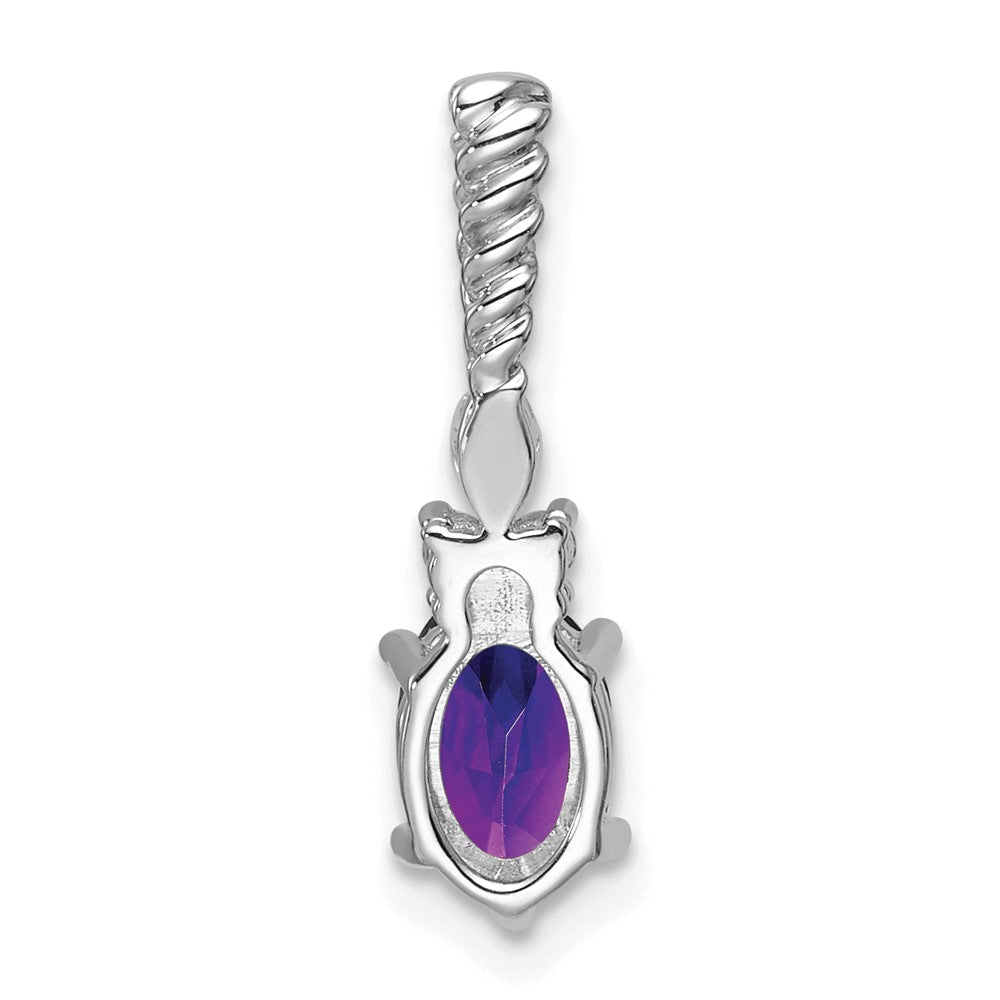 14K Weißgold Diamant und 7x5 Oval February/amethyst Gedreht Kette Anhänger