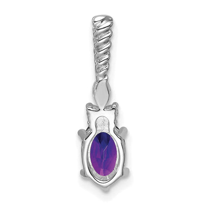 14K Weißgold Diamant und 7x5 Oval February/amethyst Gedreht Kette Anhänger