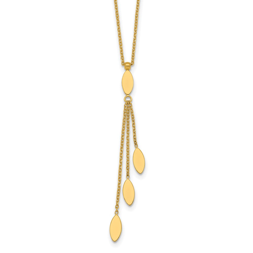 14K Gelbgold Poliert Oval 3-dangles 16 Zoll Halskette Plus 2 Zoll Verlängerung