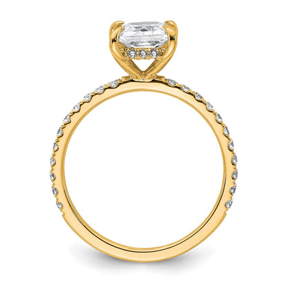 14K Gelbgold 2K Zertifizierter Laborgezüchteter Diamant VS/SI+ G+ Princess Solitär Komplett mit Schwung Verlobungsring