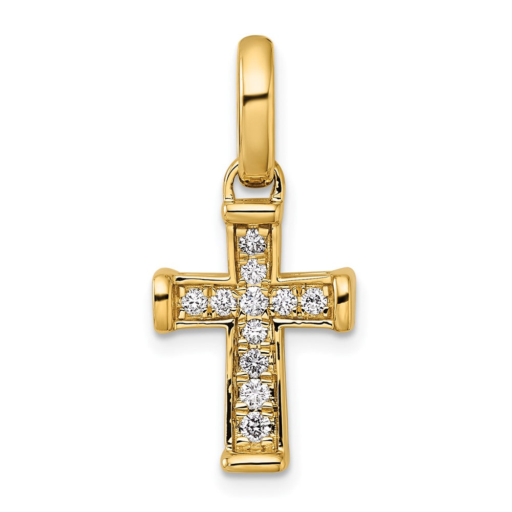 14K Gelbgold kleiner Diamant-Kreuzanhänger „Latin Cross", 0,2 ct