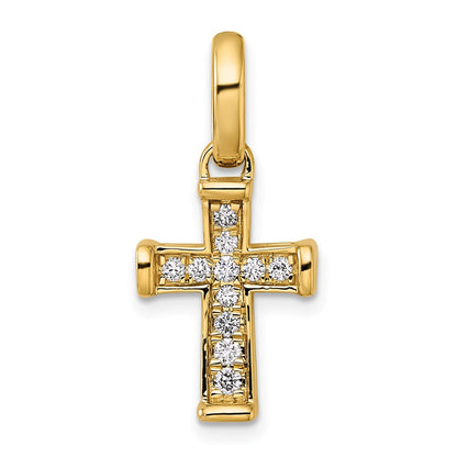 14K Gelbgold kleiner Diamant-Kreuzanhänger „Latin Cross", 0,2 ct