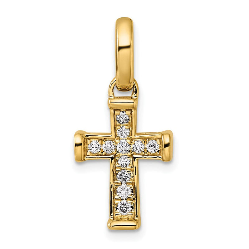 14K Gelbgold kleiner Diamant-Kreuzanhänger „Latin Cross", 0,2 ct