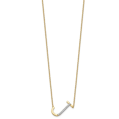 14K Gelbgold Seitlich Diamant Initiale J 18 Zoll Halskette