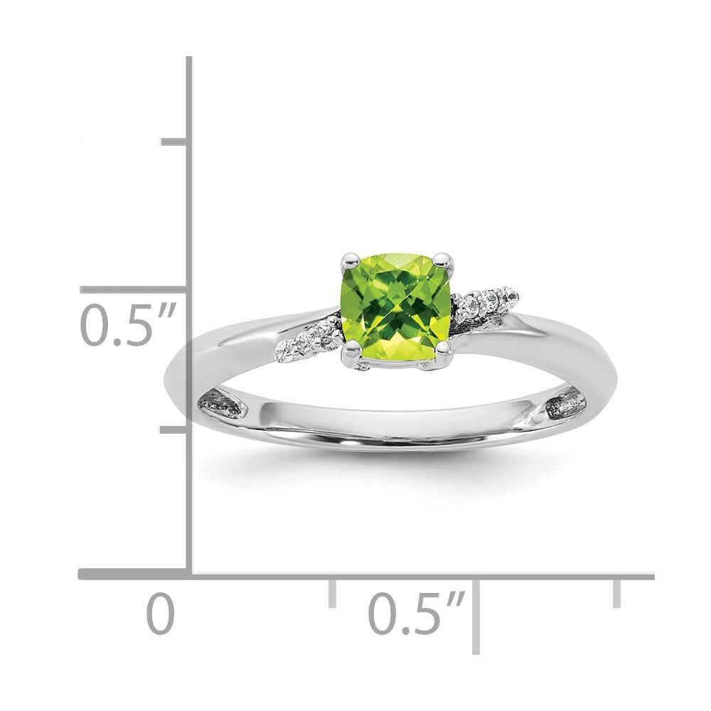 14K Weißgold Poliert Diamant und Peridot Mode Ring