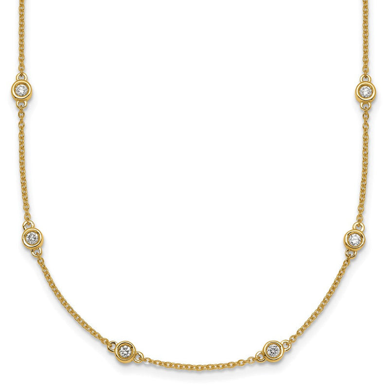 14K Gelbgold Komplett 5/8 Karat Zargenfassung-set Diamant und Ankerkette Kette 18-station 18 Zoll Halskette