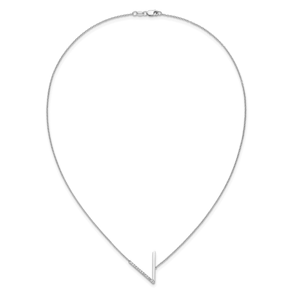 14K Weißgold Seitlich Diamant Initiale V 18 Zoll Halskette
