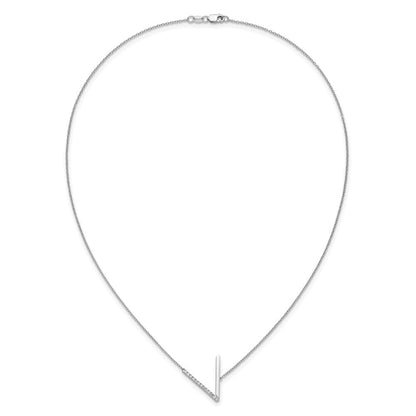 14K Weißgold Seitlich Diamant Initiale V 18 Zoll Halskette