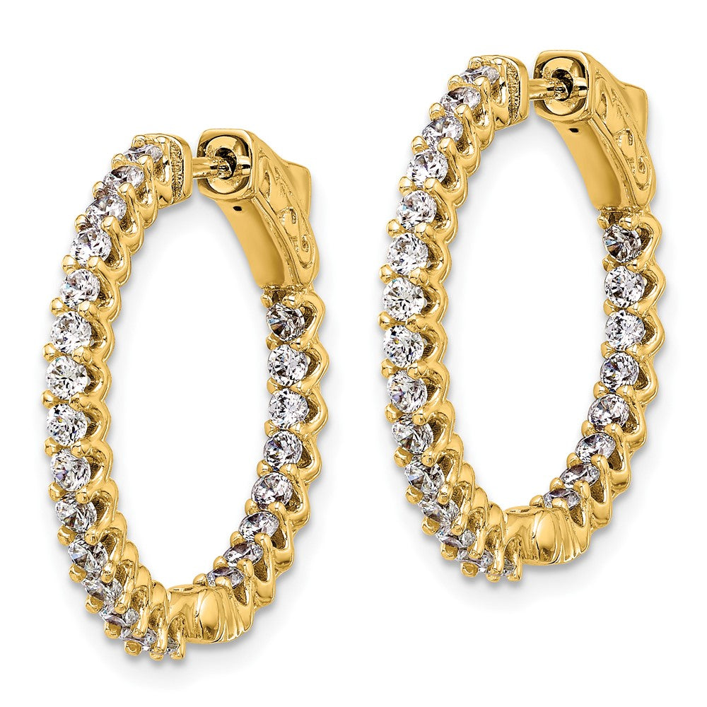 14K Gelbgold 1.6 Karat Diamant In/out Creole mit Sicherheits Verschluss Ohrringe