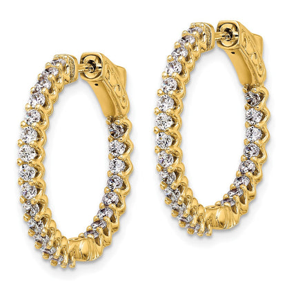 14K Gelbgold 1.6 Karat Diamant In/out Creole mit Sicherheits Verschluss Ohrringe
