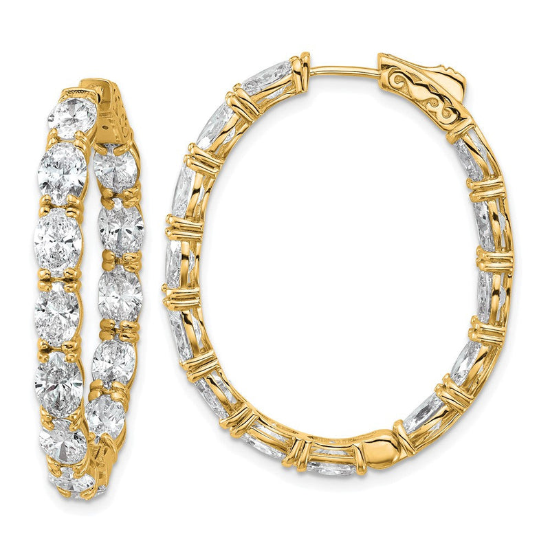 14K Gelbgold Zertifizierte Oval- und Rund-Diamant-Creolen Innen/Außen VS DEF
