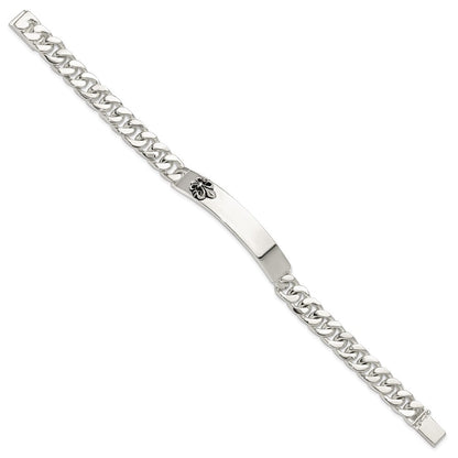 Sterlingsilber Antikisiert Fleur-de-lis Id Herren Armband
