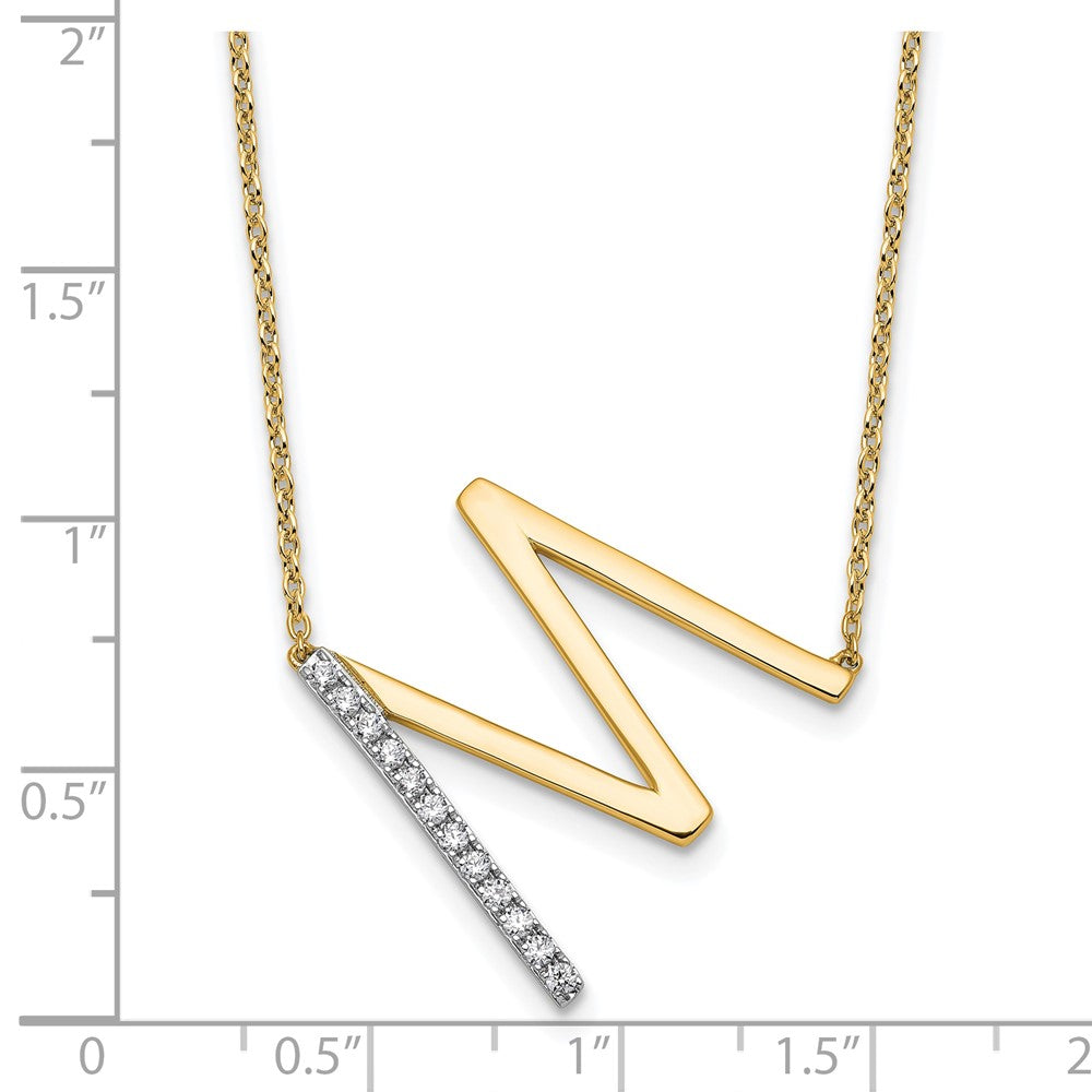 14K Gelbgold Seitlich Diamant Initiale M 18 Zoll Halskette