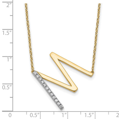 14K Gelbgold Seitlich Diamant Initiale M 18 Zoll Halskette