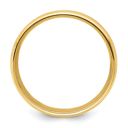 14K Gelbgold 6 mm Ehering, Standardgewicht, Komfort-Passform, gebürstetes Satin mit Mittelrille