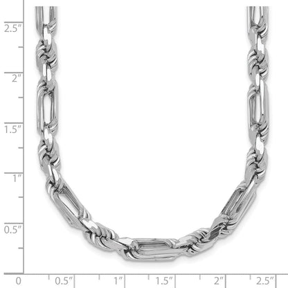 Sterlingsilber Rhodiniert Poliert 5.5mm Figaro Kordel Kette 20 Zoll Halskette