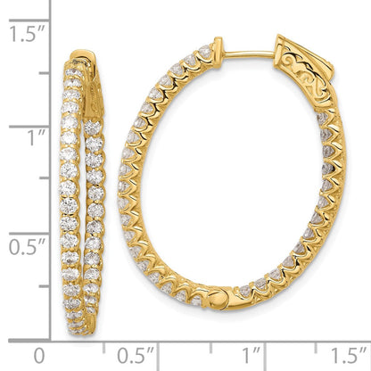 14K Gelbgold 2.3 Karat Diamant In/out Oval Creole mit Sicherheits Verschluss Ohrringe