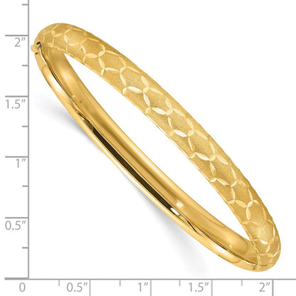 14K Gelbgold Satiniert Diamantiert 6.20mm Klappbar Rund Armreif Armband