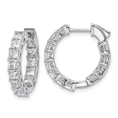 14K Weißgold Inside/Outside Creolen mit zertifizierten, im Labor gezüchteten Diamanten im Prinzessschliff, FGH, VS/SI