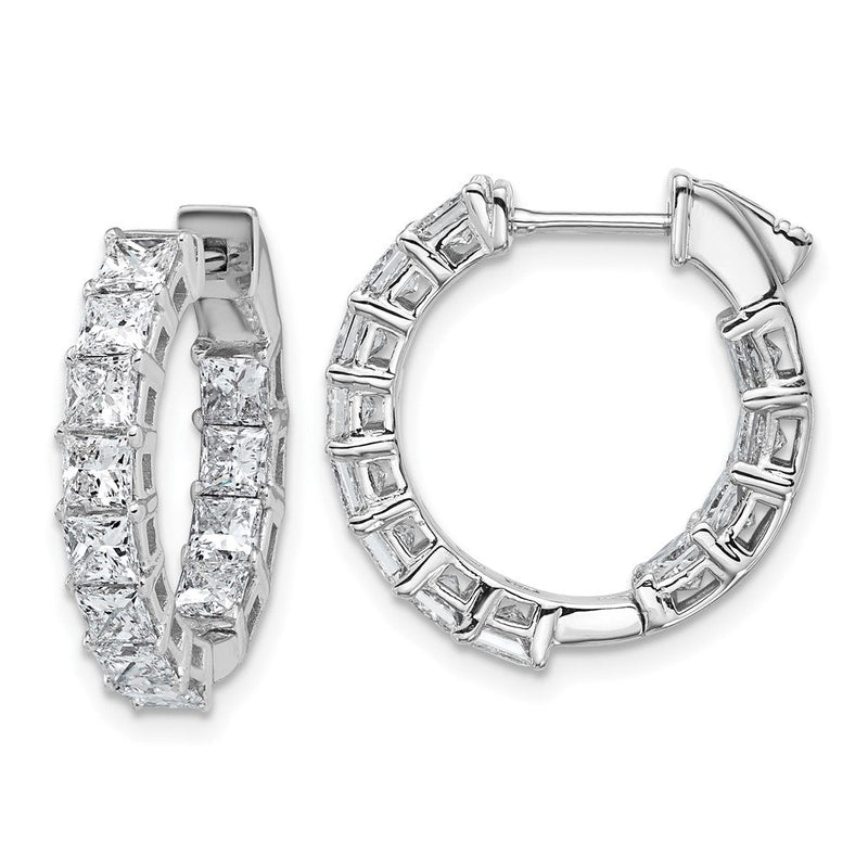 14K Weißgold Inside/Outside Creolen mit zertifizierten, im Labor gezüchteten Diamanten im Prinzessschliff, FGH, VS/SI
