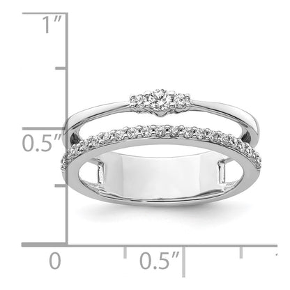 14K Weißgold Polierter Diamant-Doppel-Ehering Modering