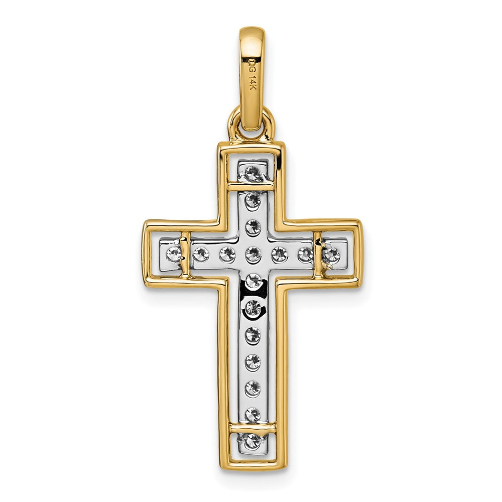 14K Gelbgold und Rhodium Kreuzanhänger mit 0,5 Karat Diamant