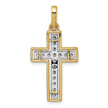 14K Gelbgold und Rhodium Kreuzanhänger mit 0,5 Karat Diamant
