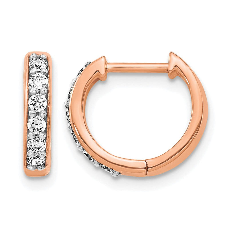 14K Roségold Creolen mit Scharnier, 0,25K Diamanten
