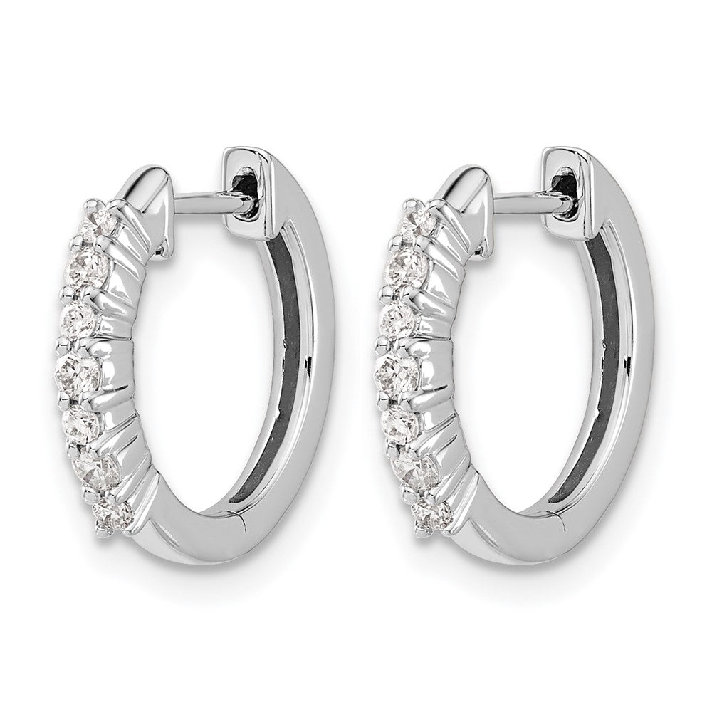 10K Weißgold Diamant-Creolen mit Klappscharnier