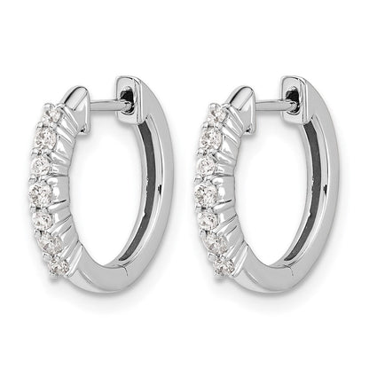 10K Weißgold Diamant-Creolen mit Klappscharnier