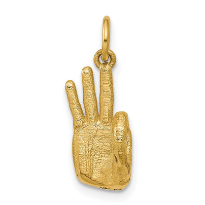 14K Gelbgold Amerikanische Gebärdensprache Alphabet Fingeralphabet Zeichen F Anhänger